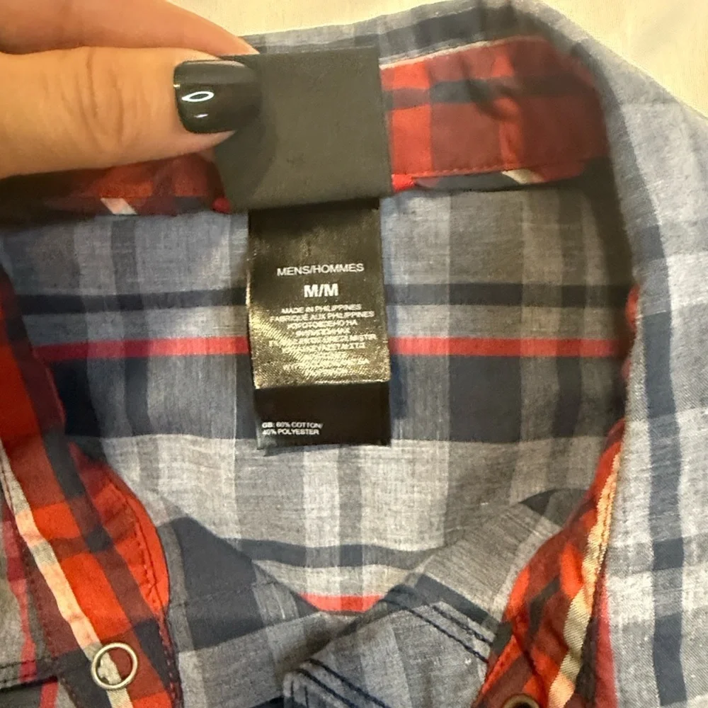 The North Face Men's Short-Sleeve Plaid Button-Down Shirt - Blue, Gray, Red